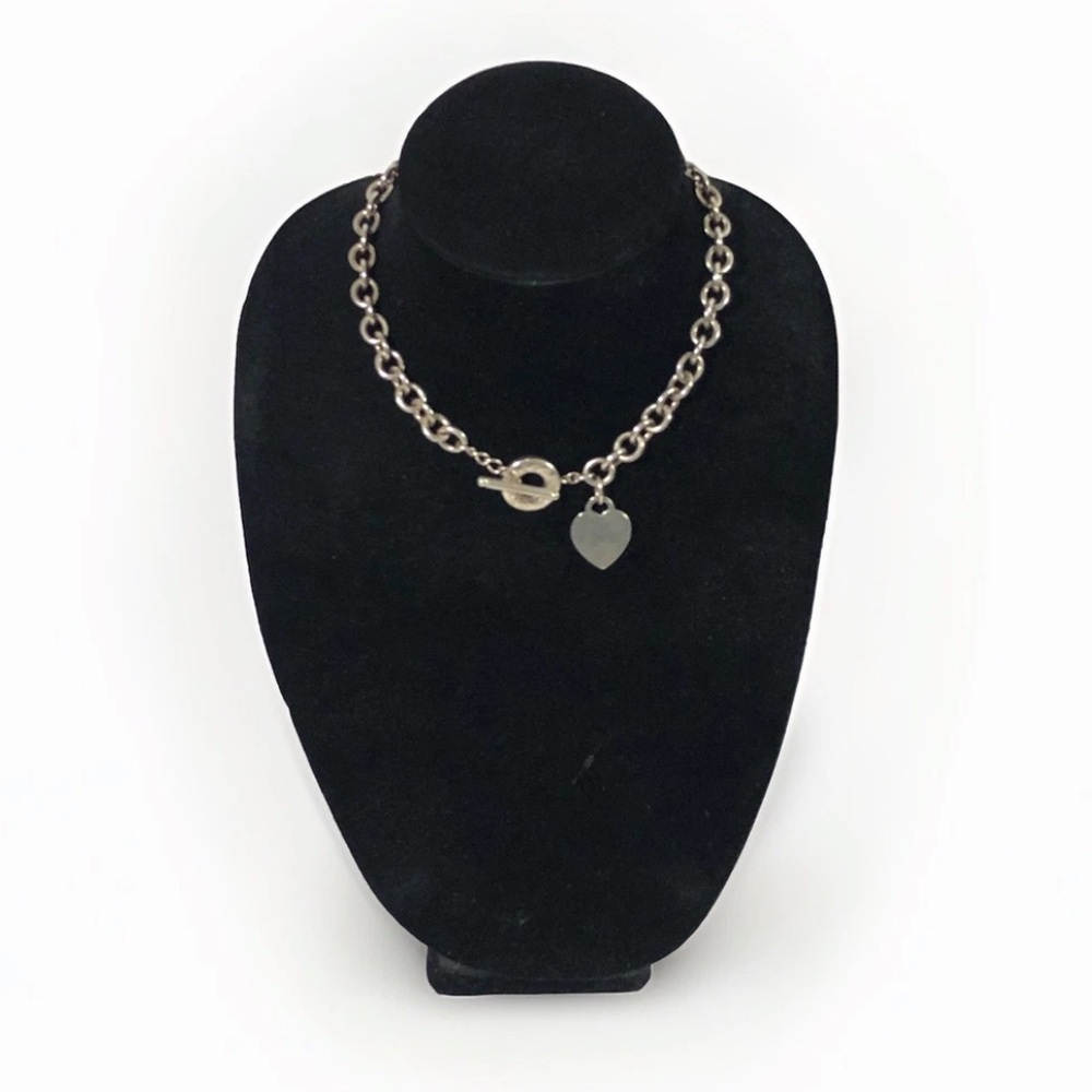 Tiffany & Co. 925 Sterling Silver 16 inch Heart Tag Toggle Necklace